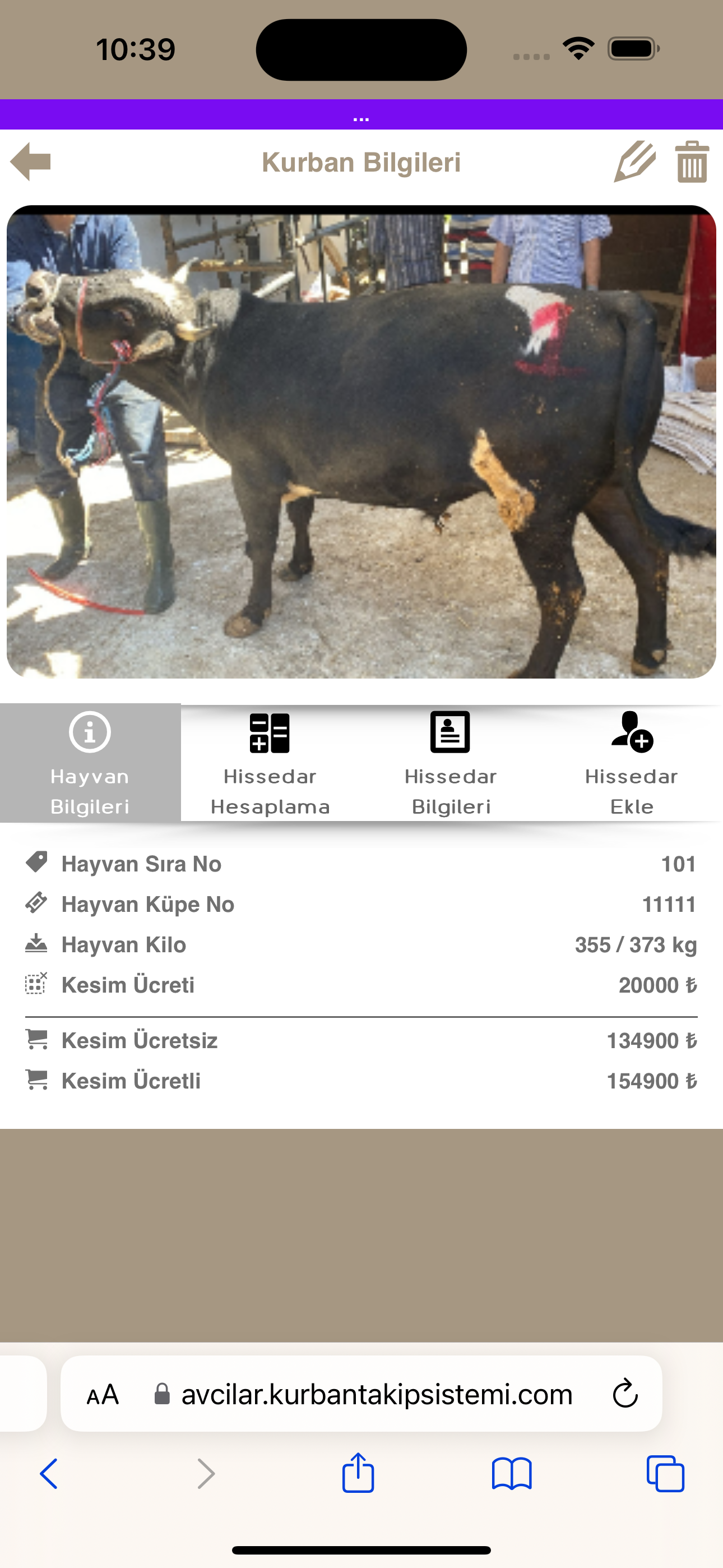Kurbanlık Detay - Kurban Bilgileri