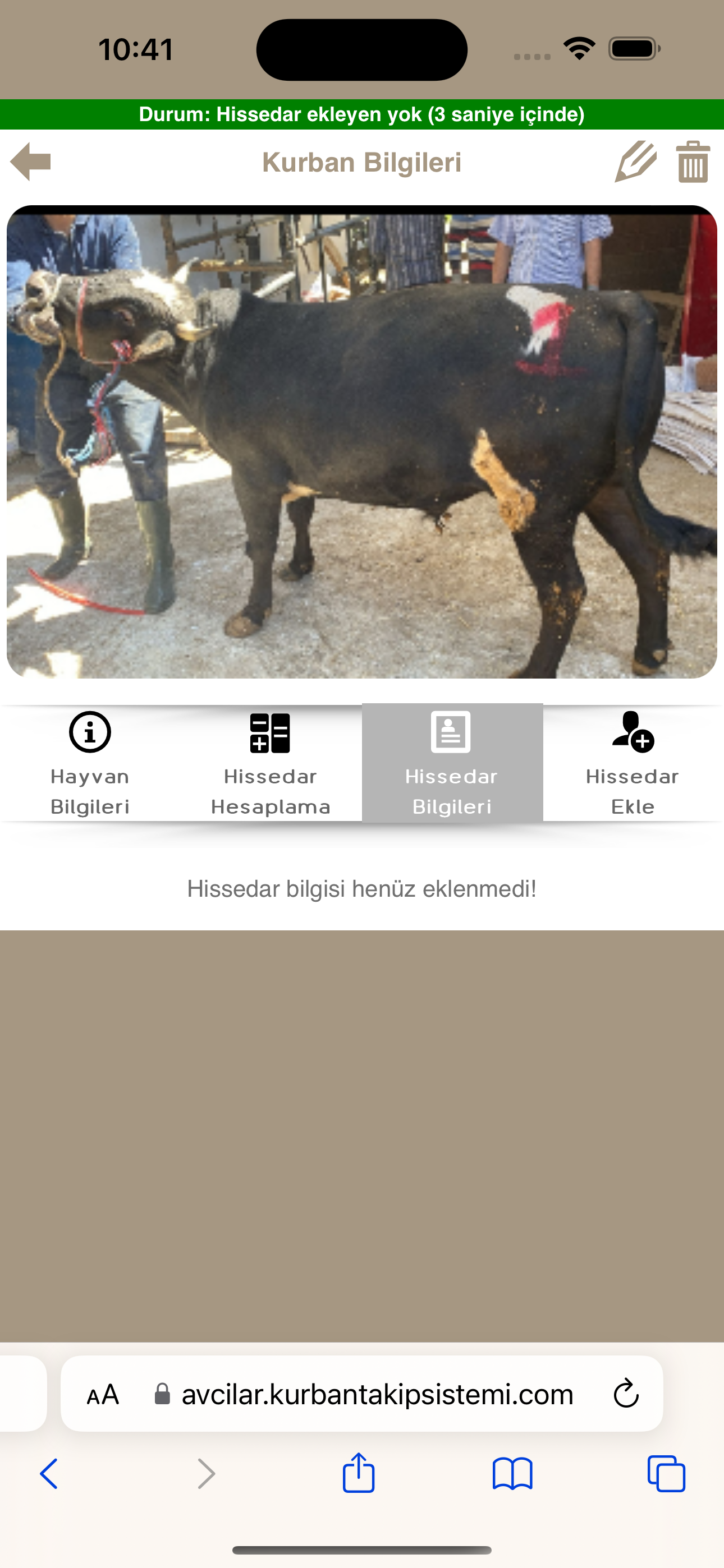 Kurbanlık Detay - Hissedar Bilgileri